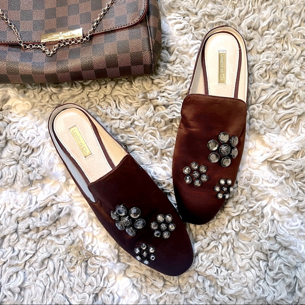 Louise Et Cie | burgundy Jeweled Mules
